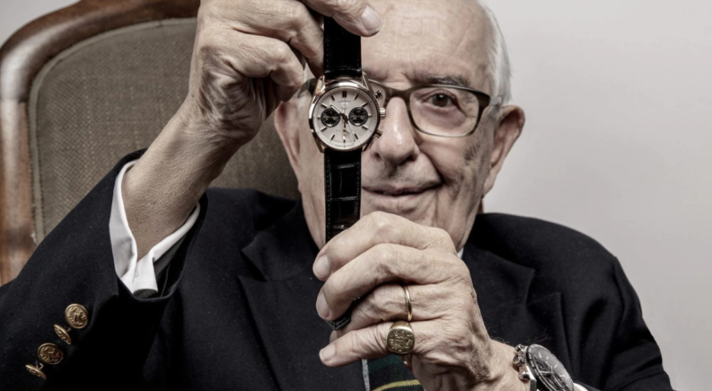 Jack Heuer with one of his iconic creations- the Carrera